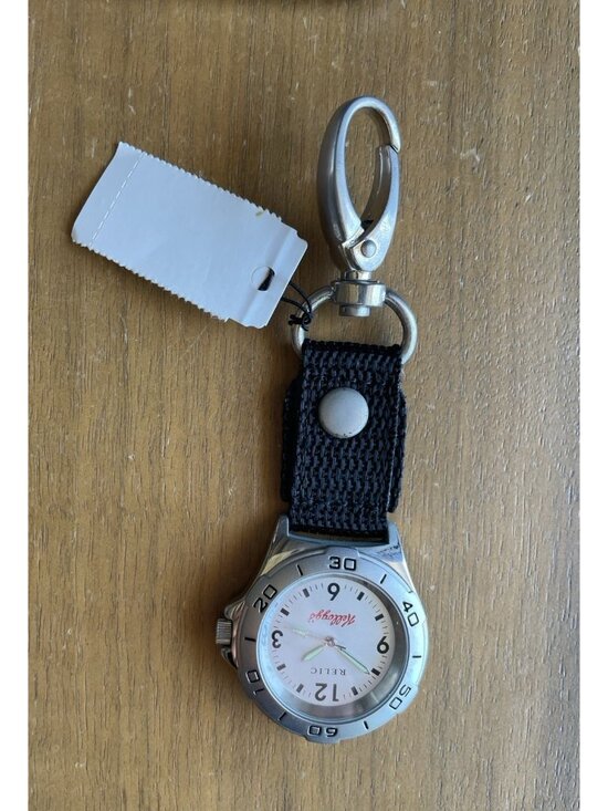 Relic Kellogg\'s Watch Mens Silver Tone Keychain NOS Needs Battery main image 4